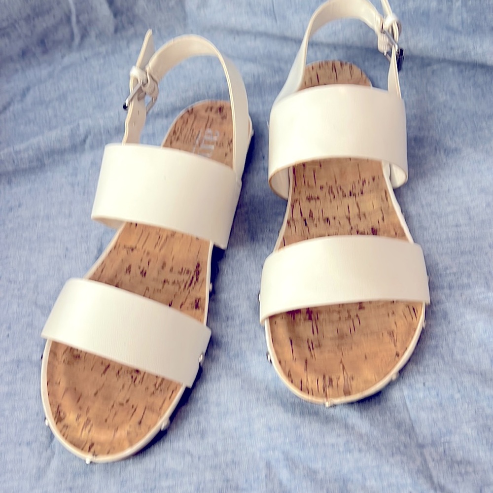 White studded flat sandals by A.N.A size 8 1/2. New in box